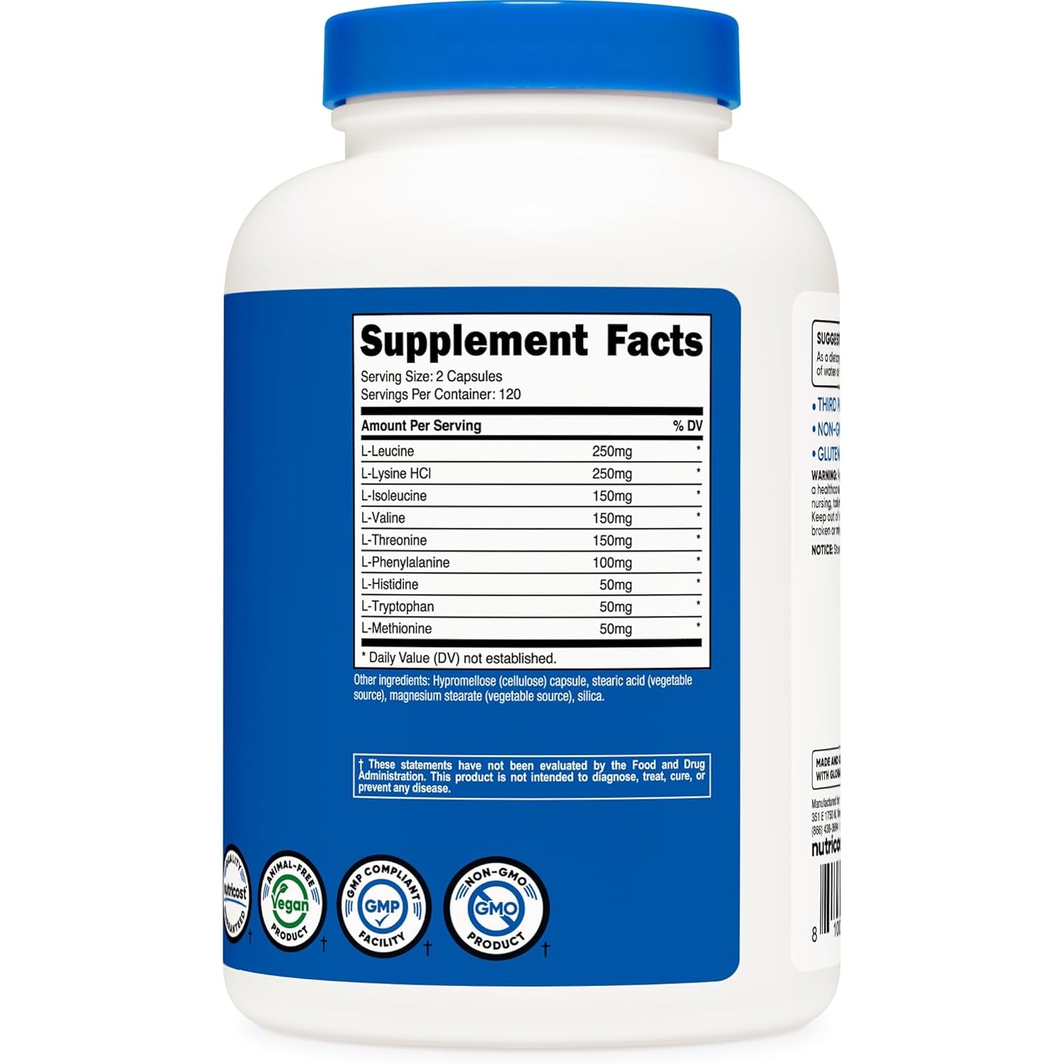 Nutricost EAA Capsules 1200Mg, 240 Capsules - Essential Amino Acids, 120 Servings - Non-Gmo, Gluten Free & Vegan