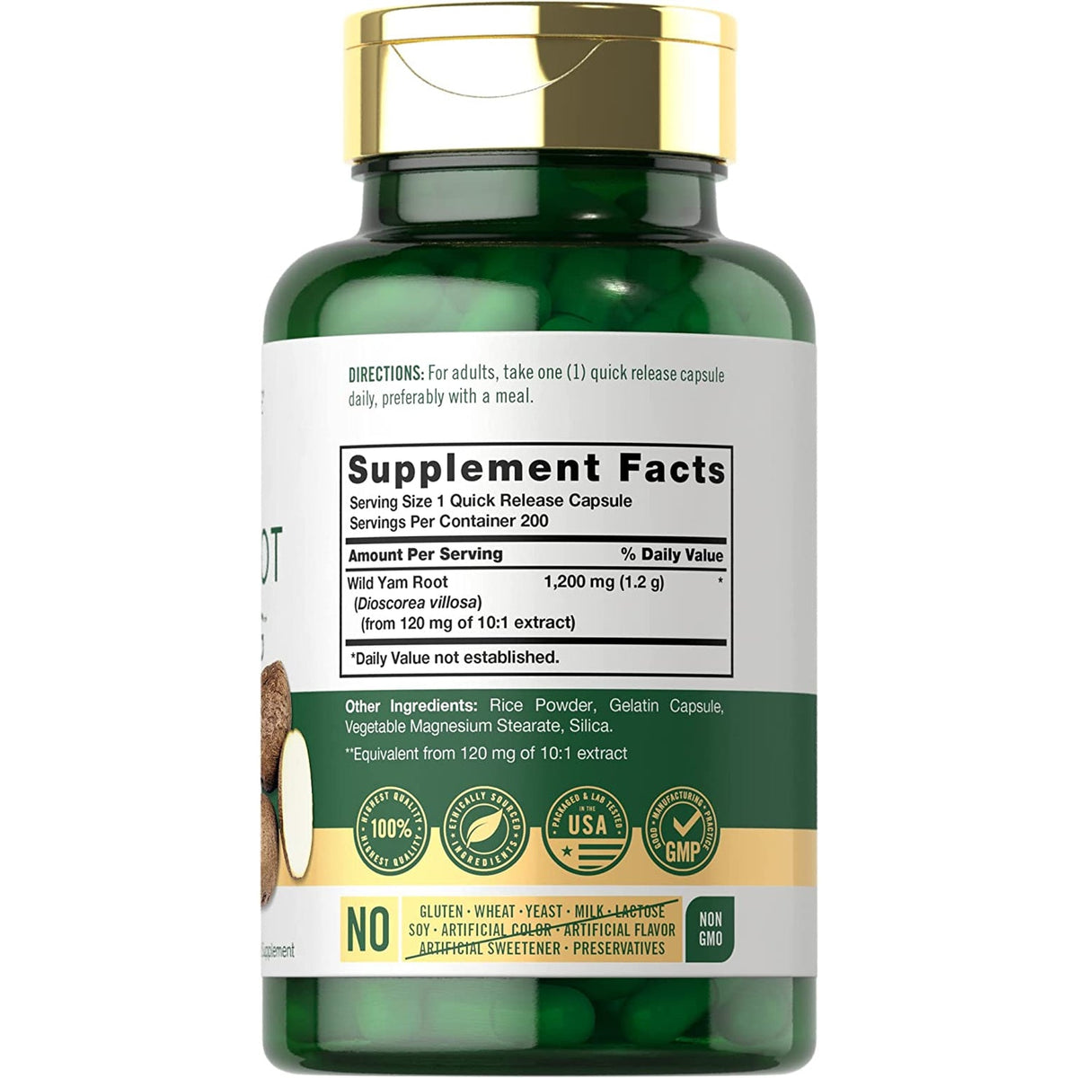 Carlyle Wild Yam Root Capsules | 200 Count | Traditional Herbal Extract | Non-Gmo, Gluten Free
