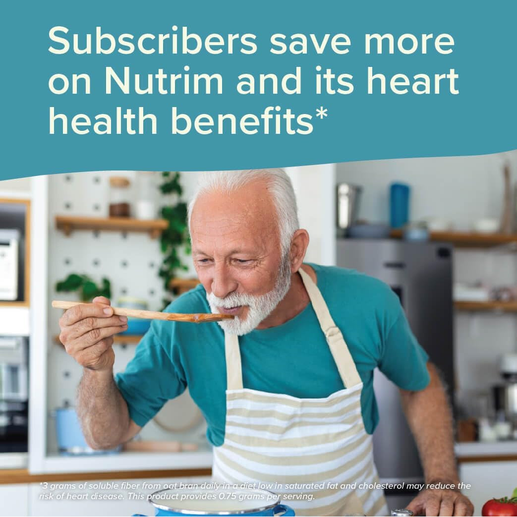 Nutrim Oat Bran Powder with 750Mg Beta Glucan per Serving - Easy-Mix Soluble Fiber for Cholesterol Management & Immune Support - Heart Healthy, Non-Gmo & Vegan Oatmeal Powder
