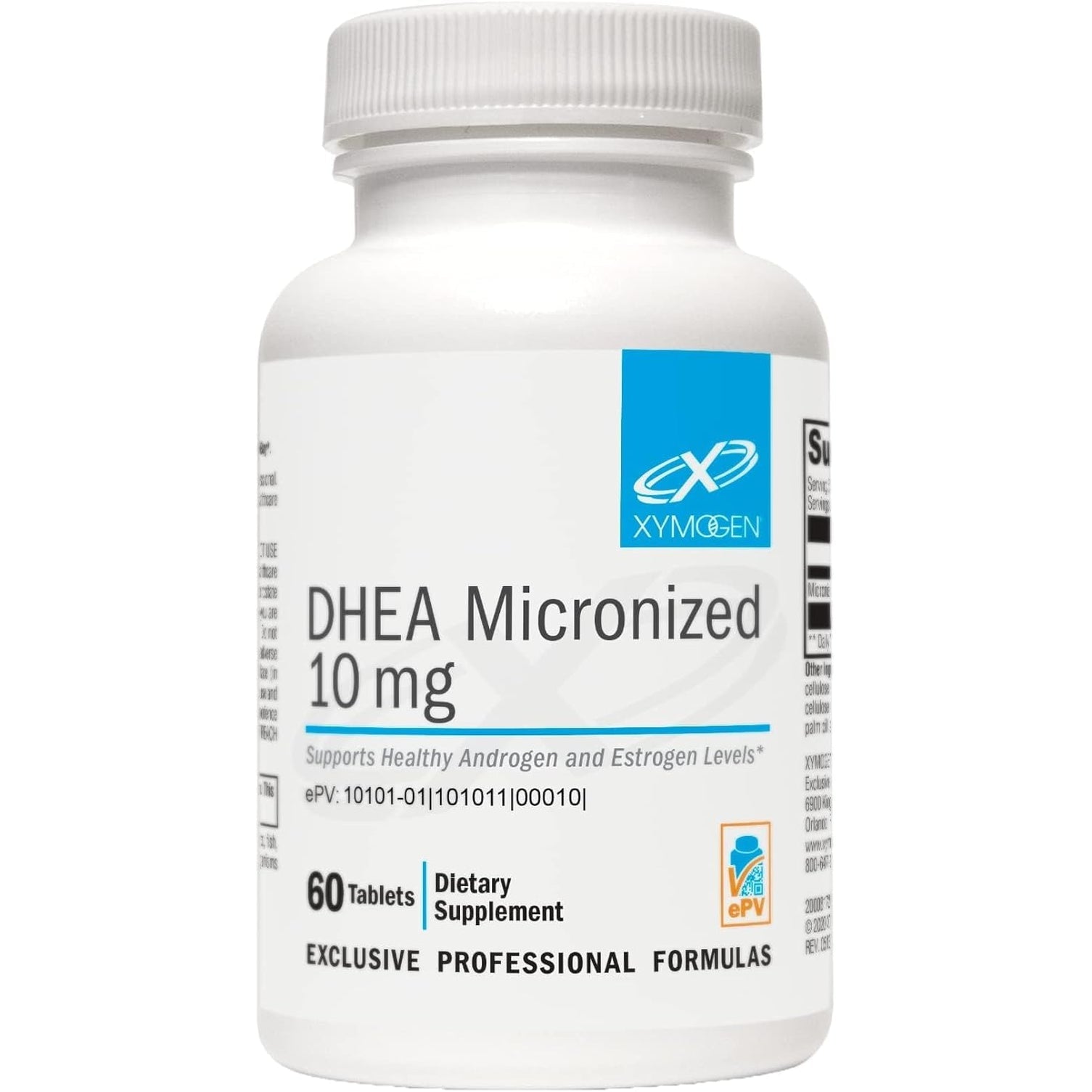 XYMOGEN DHEA Micronized - 10 Mg Dehydroepiandrosterone - Androgen and Estrogen Support - Gluten-Free, Soy Free & Dairy Free - 60 Tablets