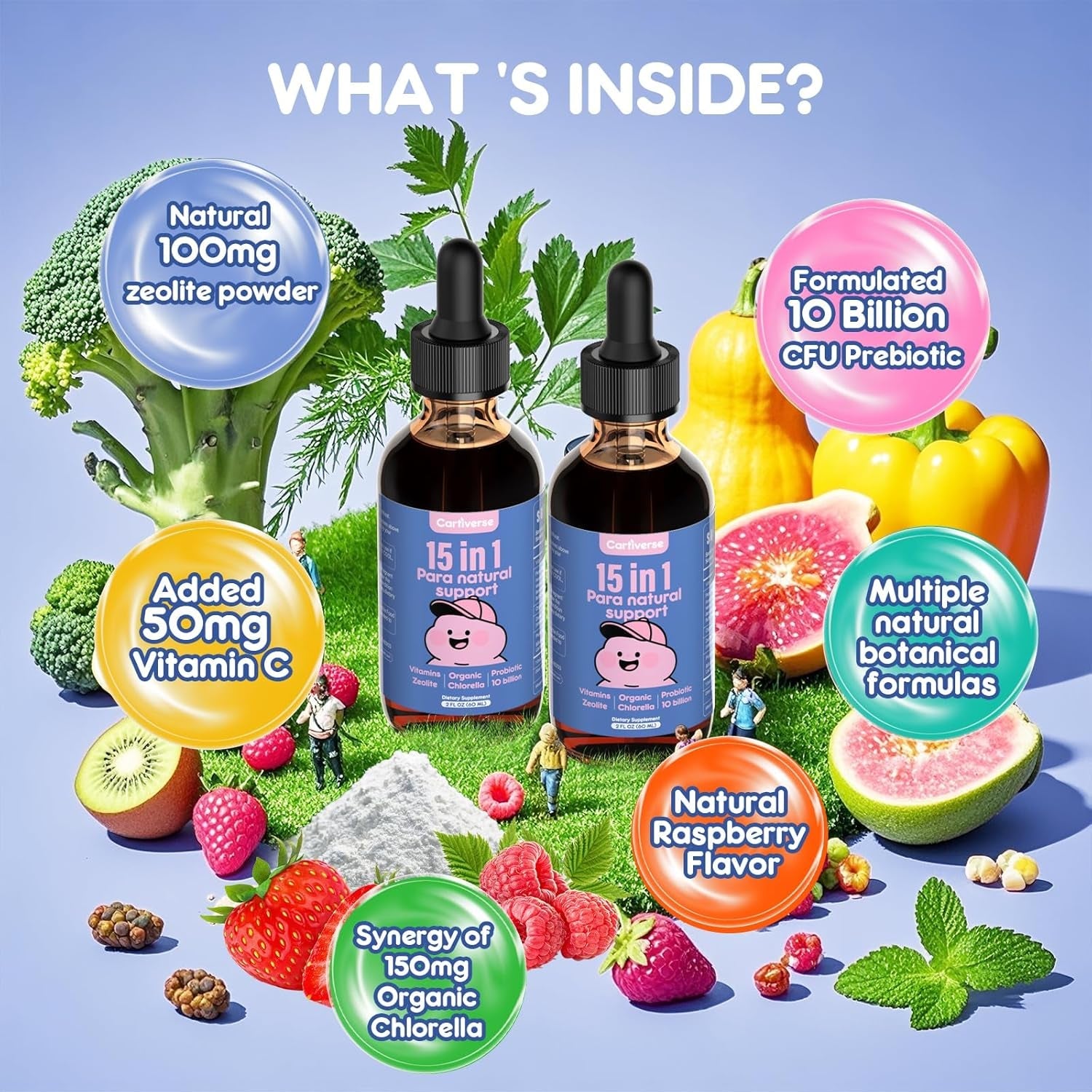 Parasite Cleanse for Humans & Kids,Parasite Cleanse for Children,Zeolite Detox Liquid Drops,Candida Cleanse & Wellness Formula,Contains Wormwood Black Walnut Clove,Organic Chlorella,Oregano,2 Fl Oz