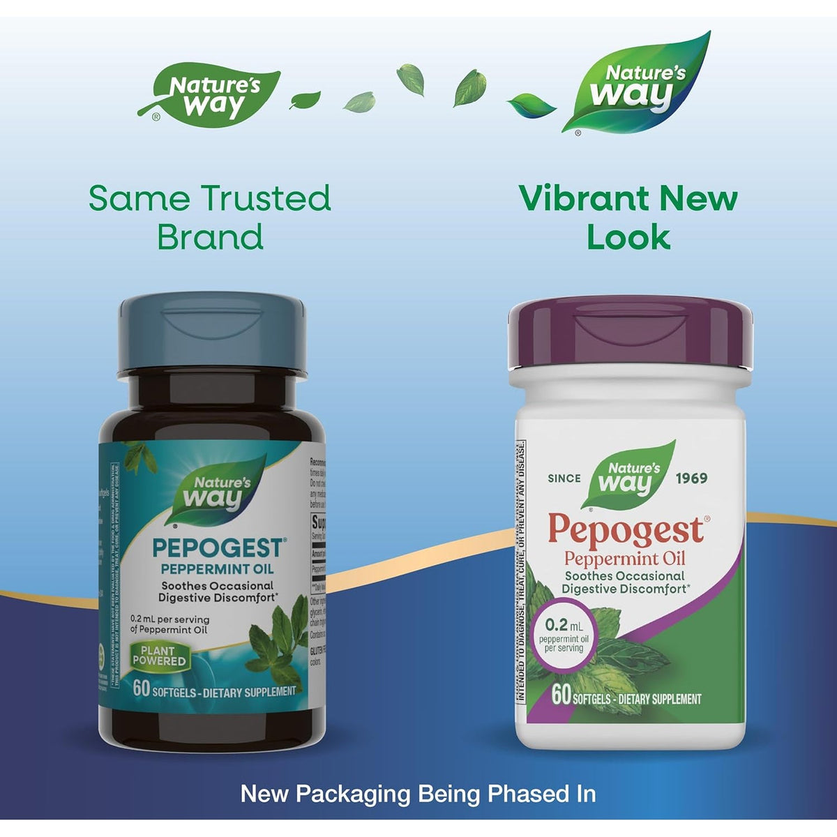 Nature'S Way Pepogest Peppermint Oil, Soothes Occasional Gastrointestinal Discomfort*, Enteric Coated Peppermint Oil Softgels, 60 Softgels (Packaging May Vary)