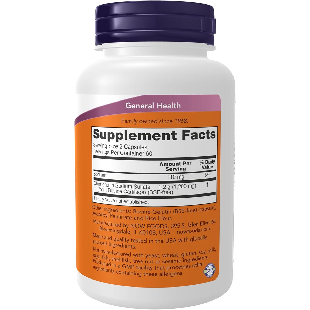 NOW Foods Supplements, Chondroitin Sulfate 600 Mg (A Glycosaminoglycan), Joint Health*, 120 Capsules