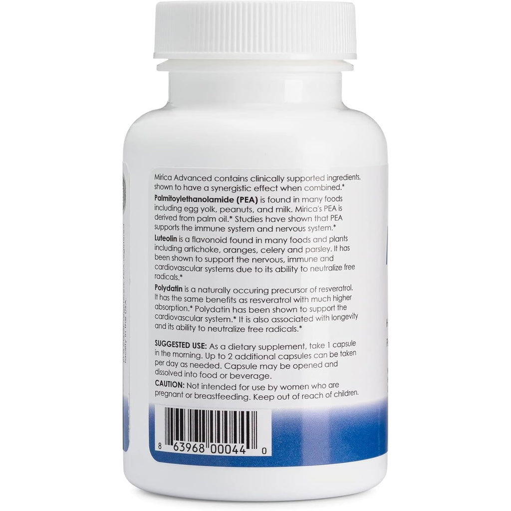 Mirica Advanced - High Absorption Formula, Palmitoylethanolamide (Pea) Luteolin and Polydatin, Nervous System Support Capsule, 60Ct