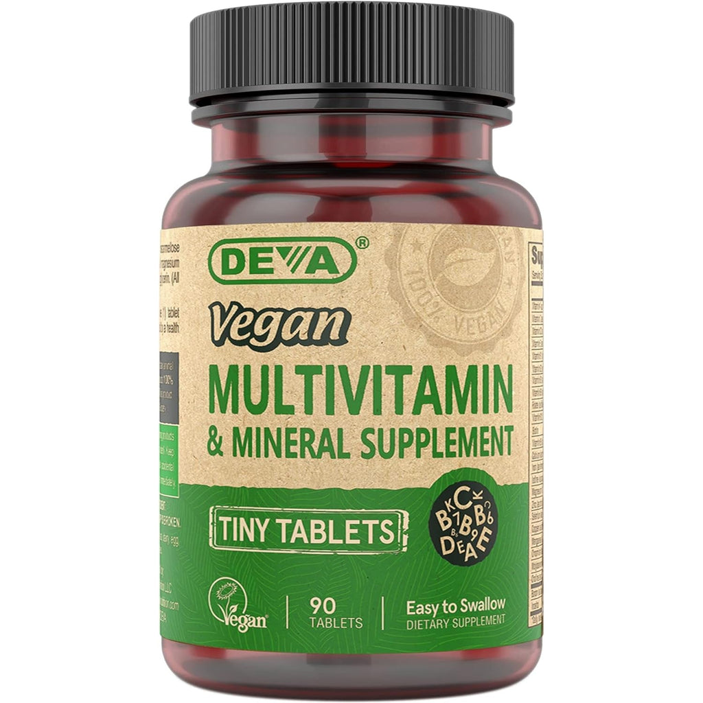 DEVA Vegan Multivitamin for Women & Men with Iron, Vitamin C, E, B Complex Vitamins, Zinc, 90 Tiny Tablets