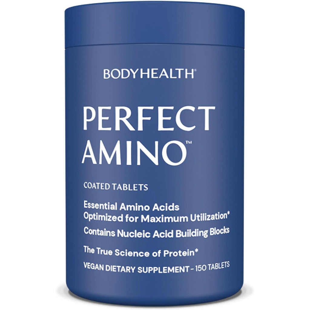 Bodyhealth Perfectamino (150 Ct) Easy to Swallow Tablets, Essential Amino Acids Supplement with Bcaas, Vegan Protein for Pre/Post Workout & Muscle Recovery with Lysine, Tryptophan, Leucine, Methionine