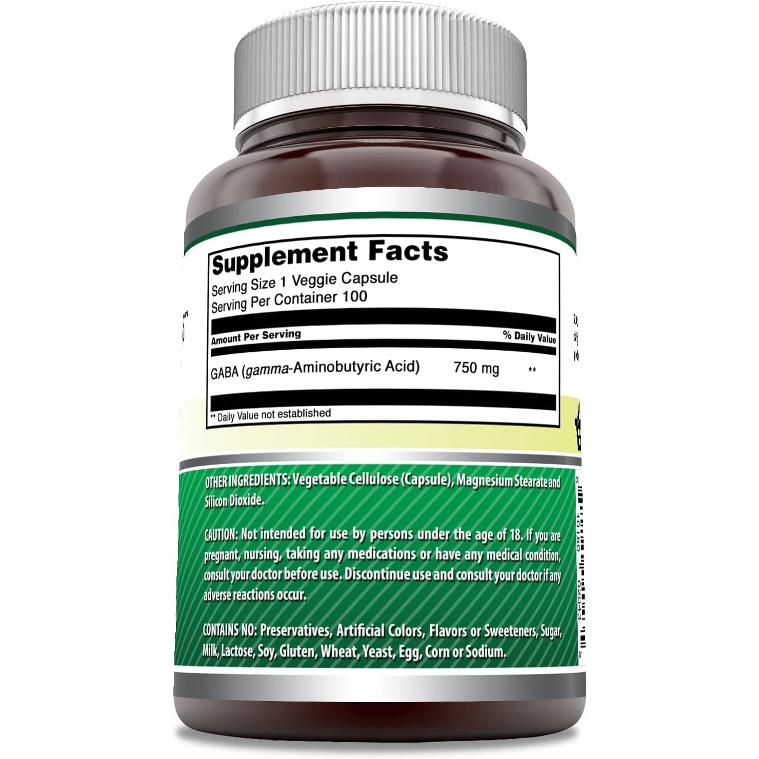 Amazing Formulas GABA Supplement | 750 Mg per Serving | 100 Veggie Capsules | Non-Gmo | Gluten-Free | Made in USA | Ideal for Vegetarians
