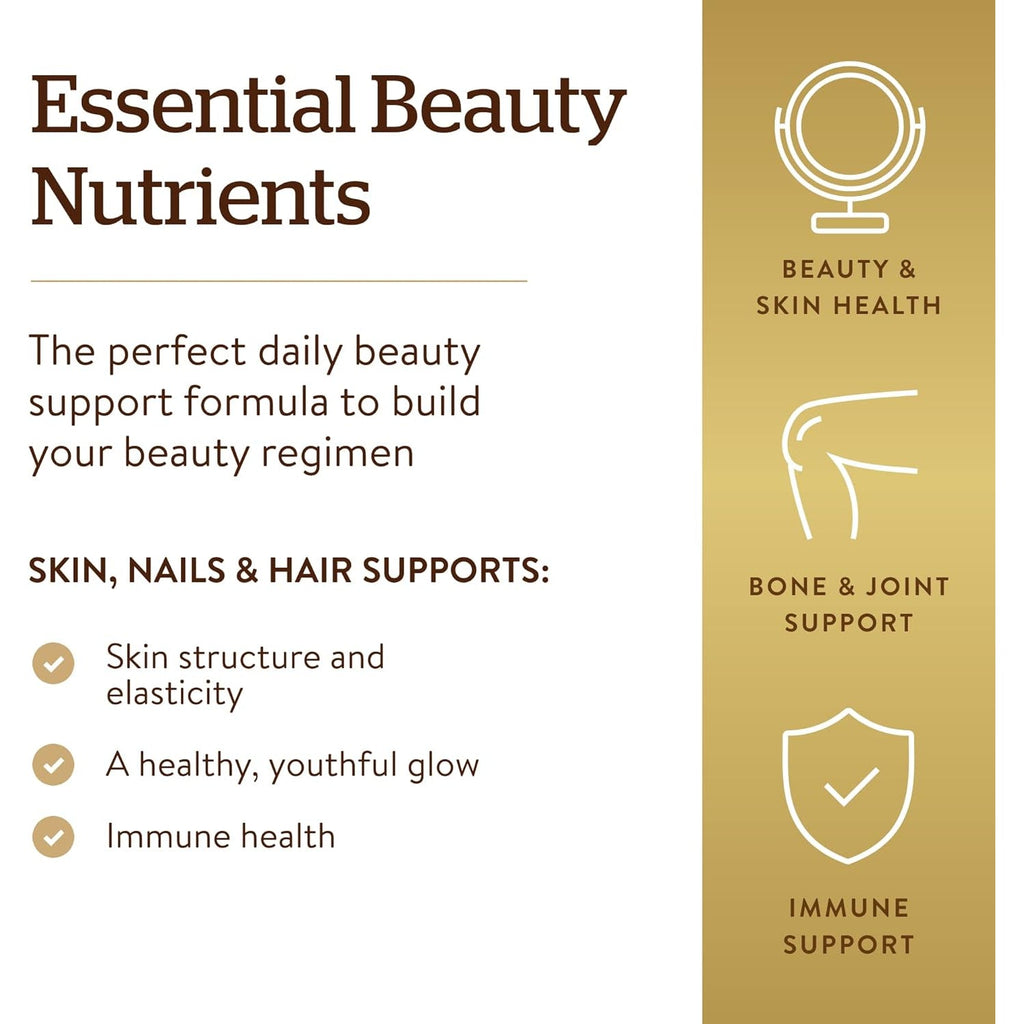 Solgar Skin, Nails & Hair, Advanced MSM Formula, 120 Tablets - Supports Collagen for Hair, Nail and Skin Health - Provides Zinc, Vitamin C & Copper - Non GMO, Vegan, Gluten & Dairy Free - 60 Servings