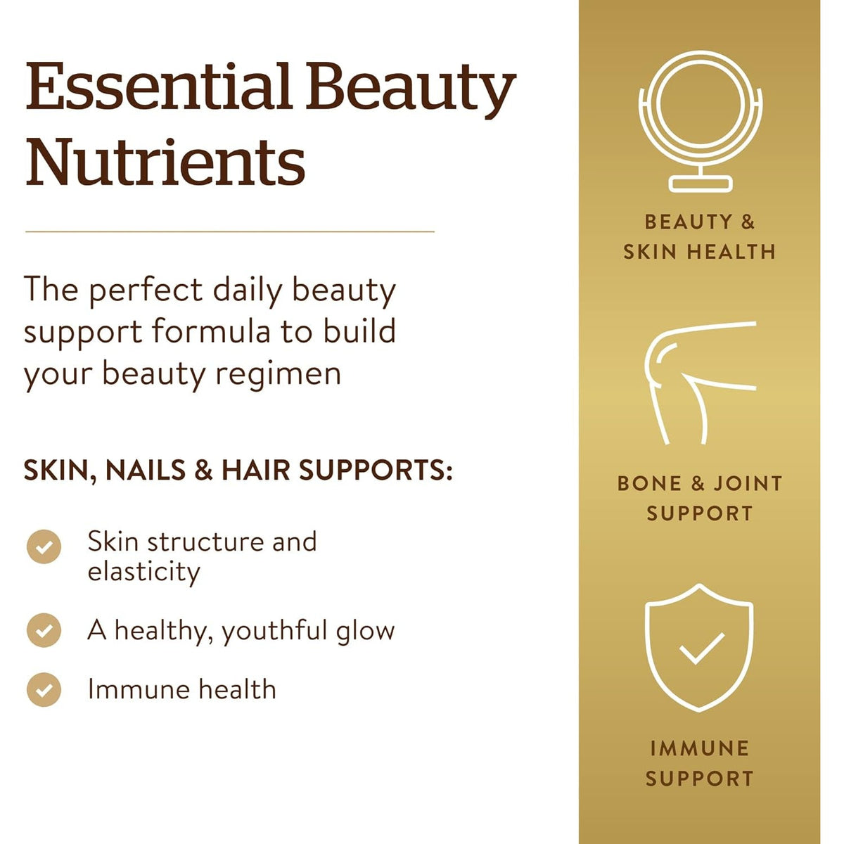Solgar Skin, Nails & Hair, Advanced MSM Formula, 120 Tablets - Supports Collagen for Hair, Nail and Skin Health - Provides Zinc, Vitamin C & Copper - Non GMO, Vegan, Gluten & Dairy Free - 60 Servings