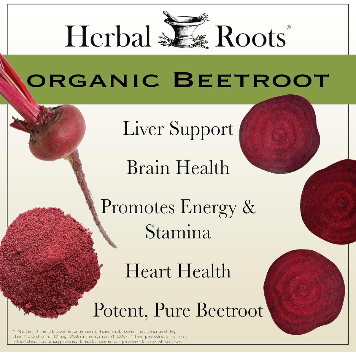 Herbal Roots Organic Beet Root Powder Capsules - 1,500Mg per Serving - Certified USDA Organic - Non-Gmo - 60 Count Vegan Capsules