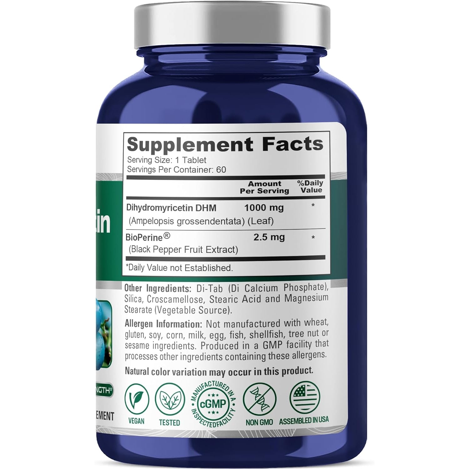 Nusapure Dihydromyricetin (DHM) 1,000Mg 60 Veggie Tablets (No GMO & 100% Vegetarian)