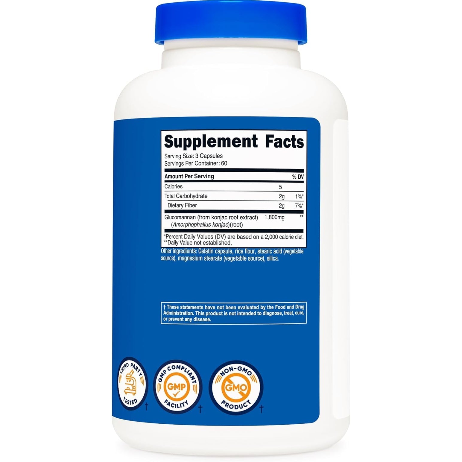Nutricost Glucomannan 1,800Mg per Serving, 180 Capsules - Natural Fiber Source, Non-Gmo, Gluten Free