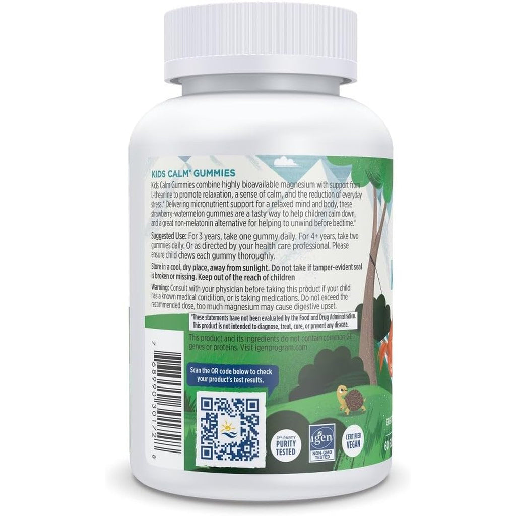 Nordic Naturals Kids Calm Gummies - Strawberry Watermelon - 60 Gummies - Magnesium L-Theanine Supplement - Calming for Kids - Relaxation Support - up to 60 Servings