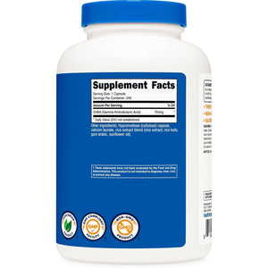 Nutricost GABA (Gamma Aminobutyric Acid) 750Mg, 240 Capsules, 240 Servings - Non-Gmo, Gluten Free