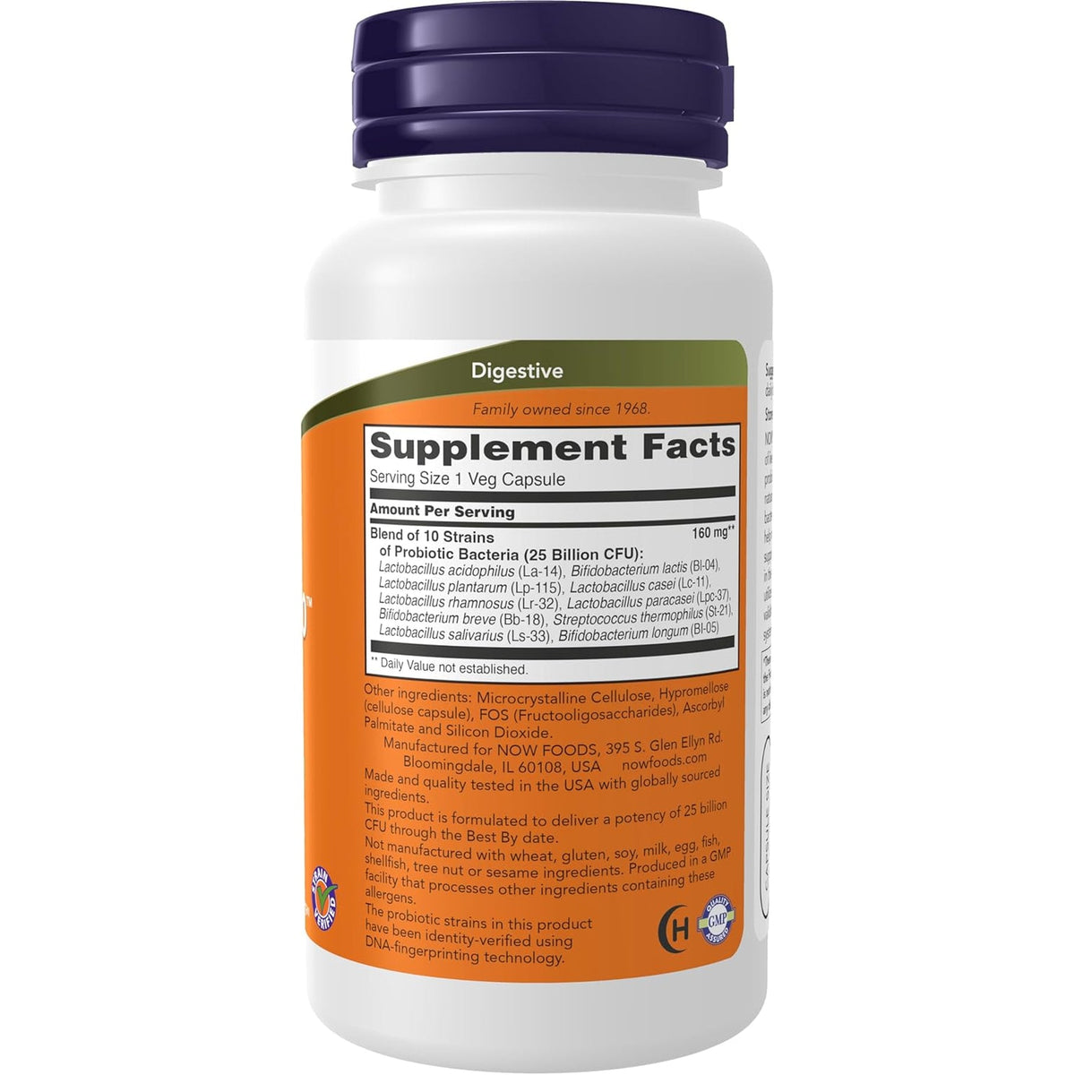 NOW Foods Supplements, Probiotic-10™, 25 Billion, with 10 Probiotic Strains, Dairy, Soy and Gluten Free, Strain Verified, 100 Veg Capsules