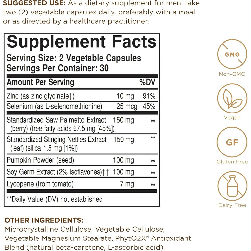Solgar Prostate Support Vegetable Capsules, 60 Count