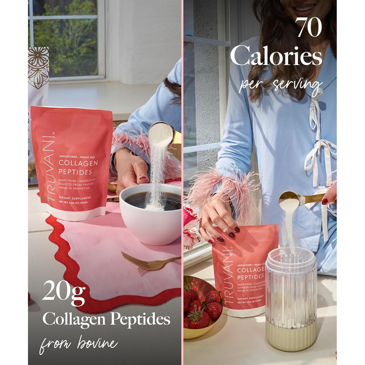 Truvani Hydrolyzed Collagen Peptides | Unflavored | 28 Servings | 20G Grass-Fed Collagen Protein Powder | Promotes Hair, Skin, and Nail Health | Dairy & Gluten Free | Women & Men | Package May Vary