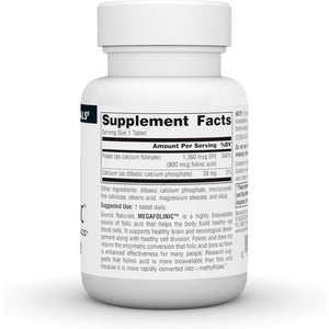 Source Naturals Megafolinic, Bioactive Form of Folic Acid, 800 Mcg - 120 Tablets