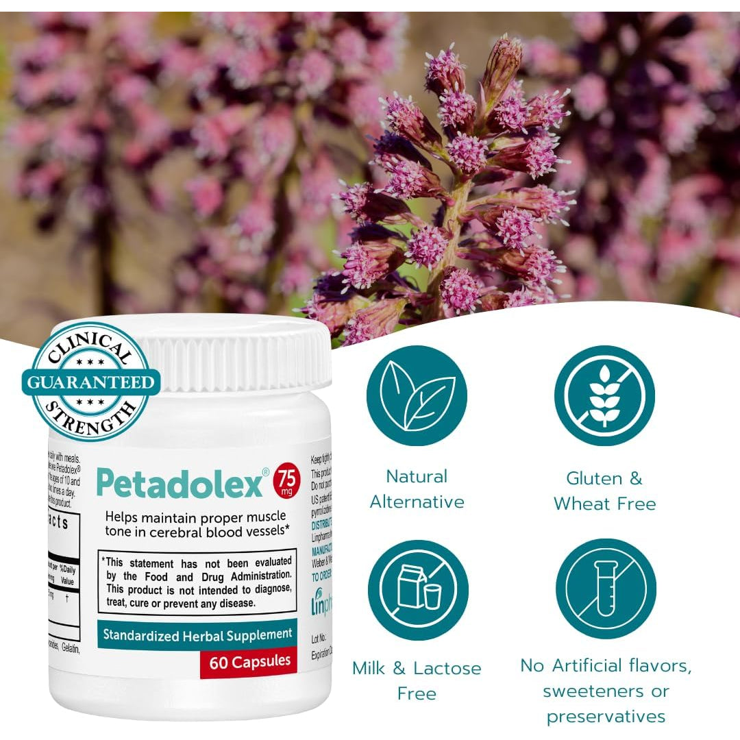Migraine Relief - Patented Butterbur Root Extract, 75Mg Pa-Free Butterbur Extract in Gelatin Capsules, Ideal Real Butterbur for Migraines Solution Prevention