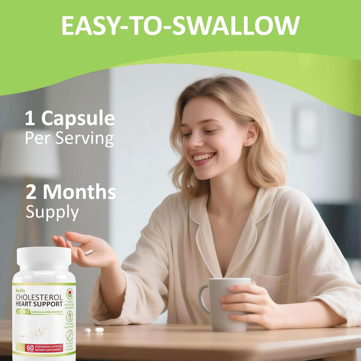 Cholesterol Lowering Supplements & Heart Support with Plant Sterols, Niacin, Red Yeast Rice, Cholesterol Supplements Support Normal Cholesterol Levels 60 Capsules