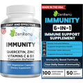 Immunity Quercetin 700 Mg Zinc Vitamin C Vitamin D Immune Support Supplement with Curcumin - Easy to Absorb Immunity Supplement, 100 Vegetarian Capsules 50 Day Supply