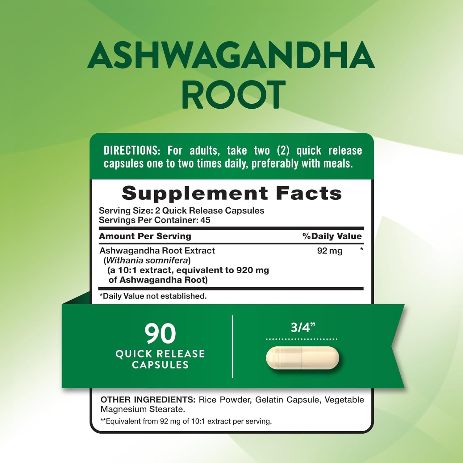 Nature'S Truth Ashwagandha Capsules | Herbal Supplement | 90 Count | Non-Gmo & Gluten Free