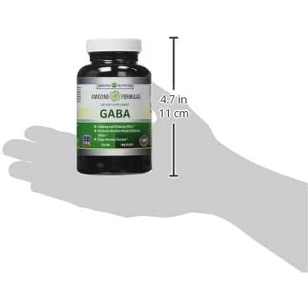 Amazing Formulas GABA Supplement | 750 Mg per Serving | 100 Veggie Capsules | Non-Gmo | Gluten-Free | Made in USA | Ideal for Vegetarians