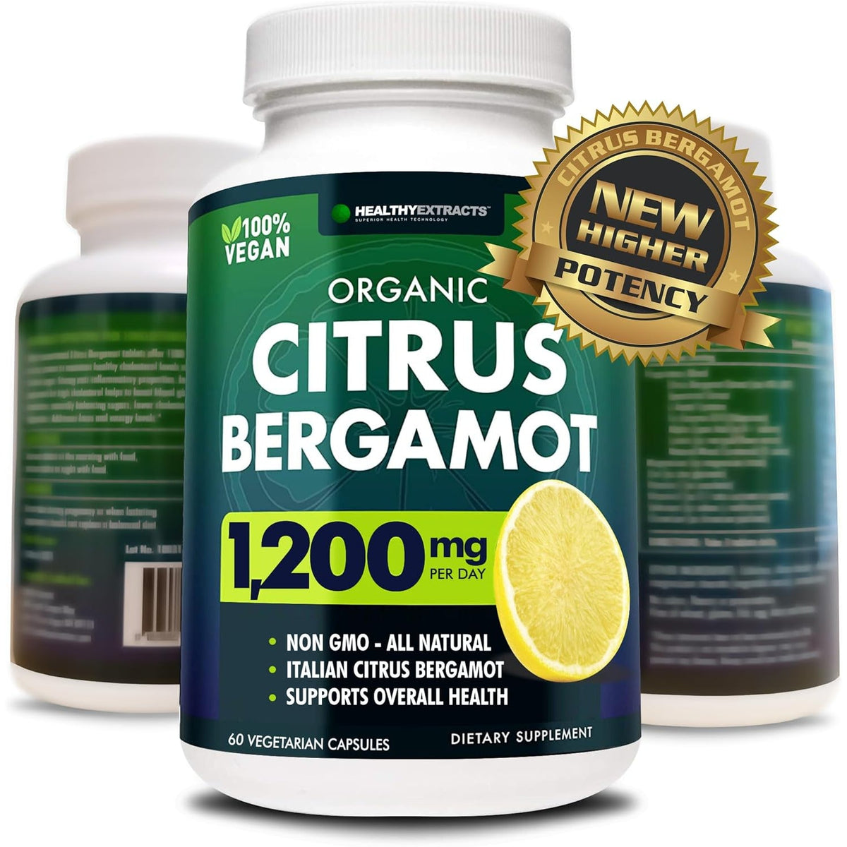 Citrus Bergamot Supplement – 150:1 Extract, 1200Mg per Serving, 70% Polyphenols, Italian Sourced, 60 Count, 1 Month Supply, Made in the USA