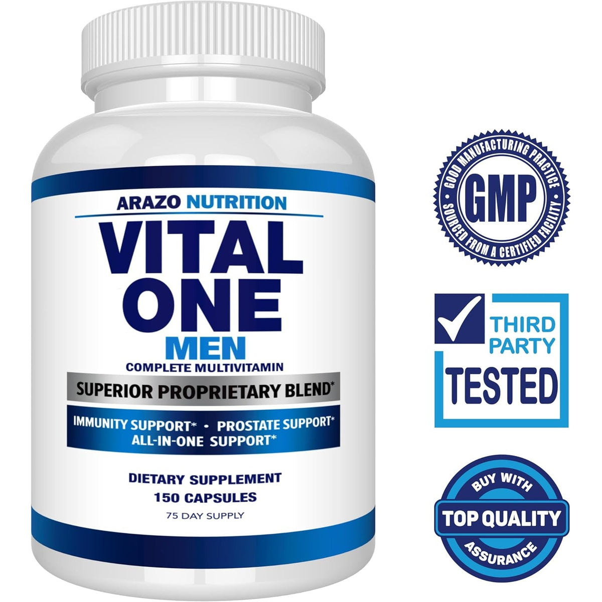 Arazo Nutrition Vital One Multivitamin for Men – Daily Wholefood Supplement - 150 Vegan