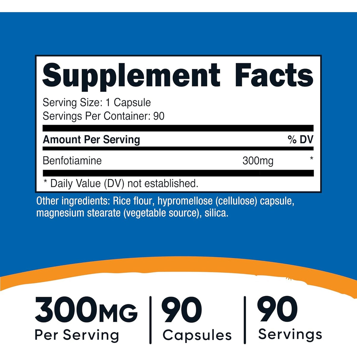 Nutricost Benfotiamine 300Mg, 90 Capsules - Gluten Free, Non-Gmo, and Vegetarian Friendly Fat Soluble Vitamin B1