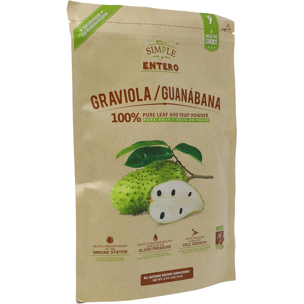 Graviola/Guanábana (Soursop) Supplement, 100% Pure Leaf & Fruit Powder, No Additives or Fillers, 8 Oz Resealable Bag