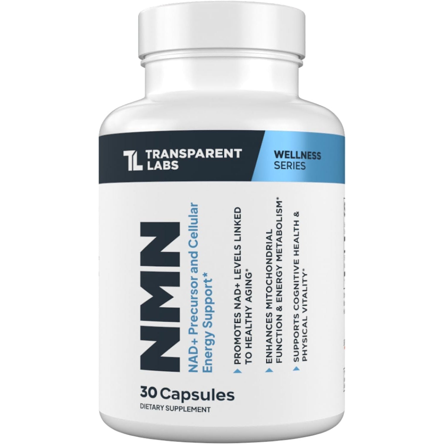 Transparent Labs NMN Supplement for NAD+ Levels - NAD Supplement with 600 Mg Nicotinamide Mononucleotide to Support Healthy Aging, Cellular Energy Production, & Metabolic Balance - 30 Count
