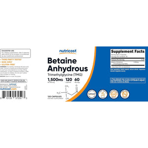 Nutricost Betaine Anhydrous Capsules 1500Mg, 60 Servings - Gluten Free, Non-Gmo, 750Mg per Cap, 120 Capsules