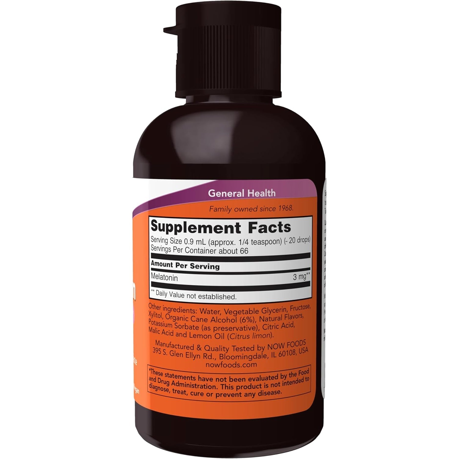 NOW Foods Supplements, Liquid Melatonin, 3 Mg per Serving, Fast Absorbtion and Great Taste, 2-Ounces