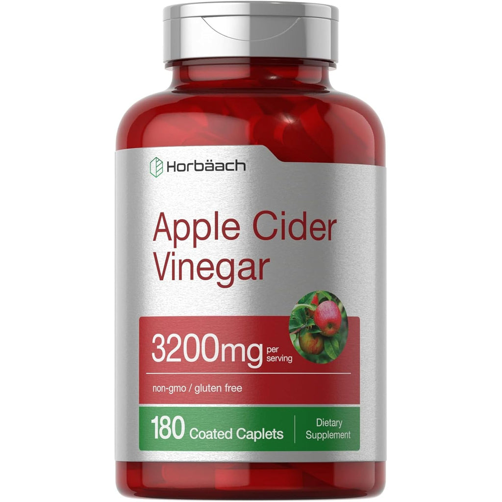 Horbäach Apple Cider Vinegar Caplets 3200Mg | 180 Pills | Vegetarian, Non-Gmo & Gluten Free Supplement