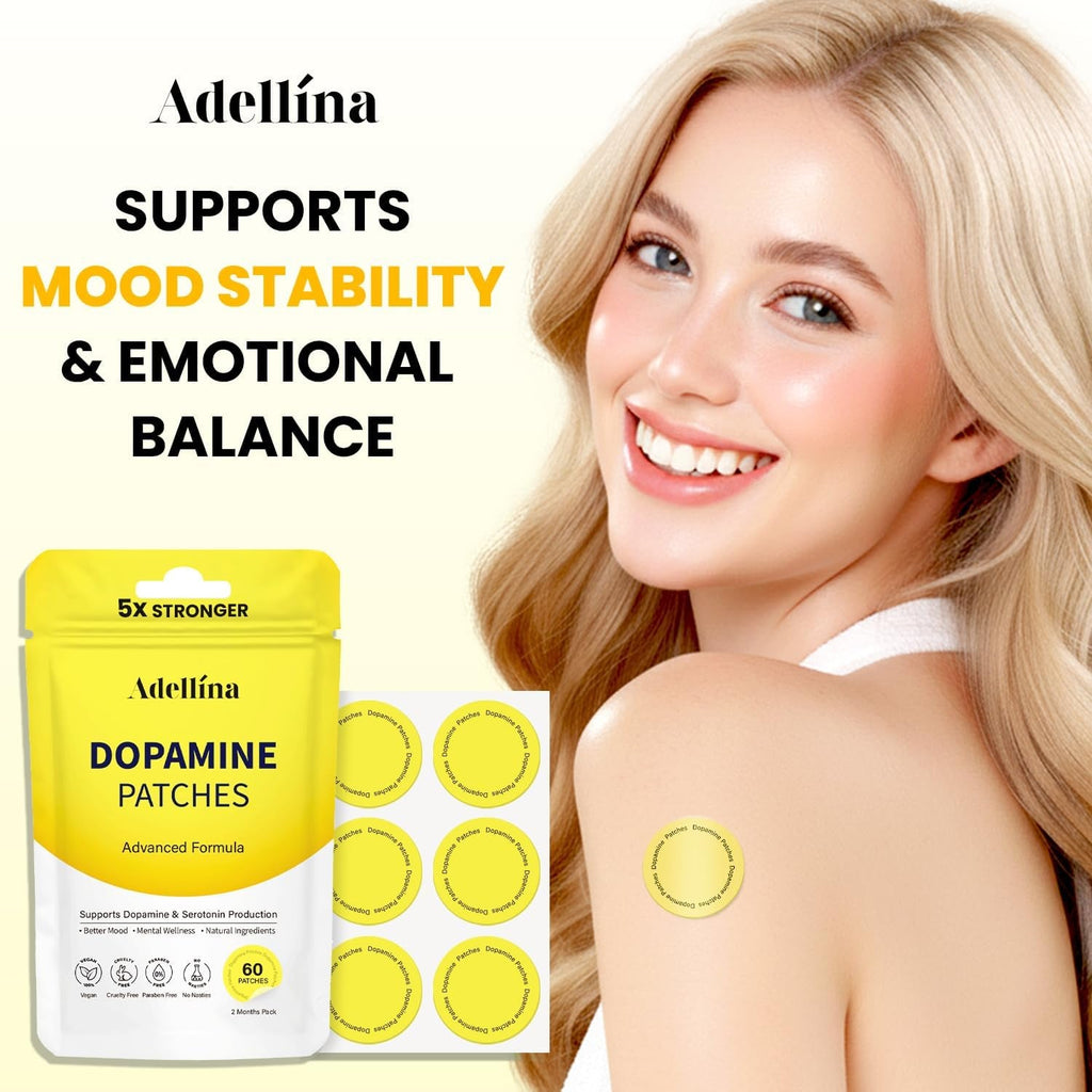 Adellina Dopamine Patches Extra Strength 60 Count: Mood Boost Patches for Daily Mental Wellness - Supports Dopamine & Serotonin Balance for Men Women, 2Months Pack