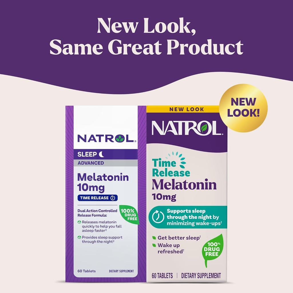 Natrol Melatonin 10Mg Time Release Tablets, Sleep Dietary Supplement for Restful Sleep, 60 Melatonin Time Release Tablets, 60 Servings