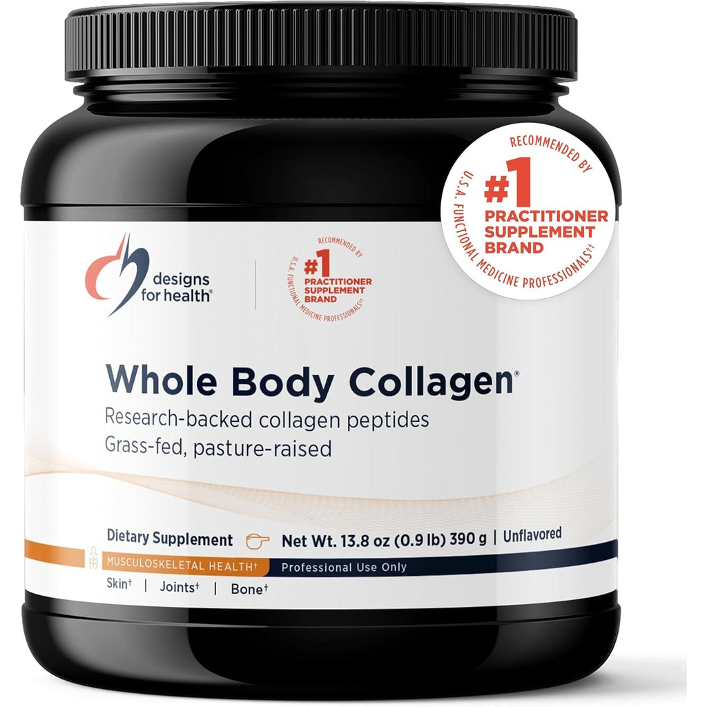 Designs for Health Whole Body Collagen Powder - Hydrolyzed Collagen Peptides Powder for Healthy Skin & Hair, Joint + Bone Health - Fortigel & Verisol Collagen, Unflavored (30 Servings)