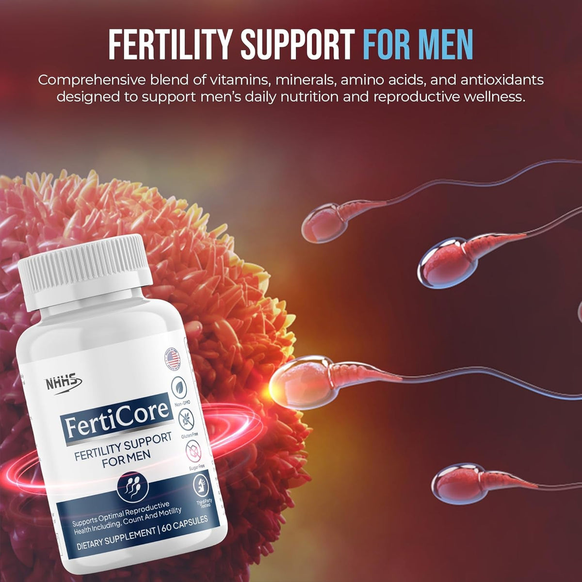 Ferticore – Men’S Fertility & Reproductive Wellness Supplement – Supports Sperm Health, Motility & Vitality – with Vitamins, Minerals, Amino Acids & Antioxidants – Made in USA, 60 Capsules
