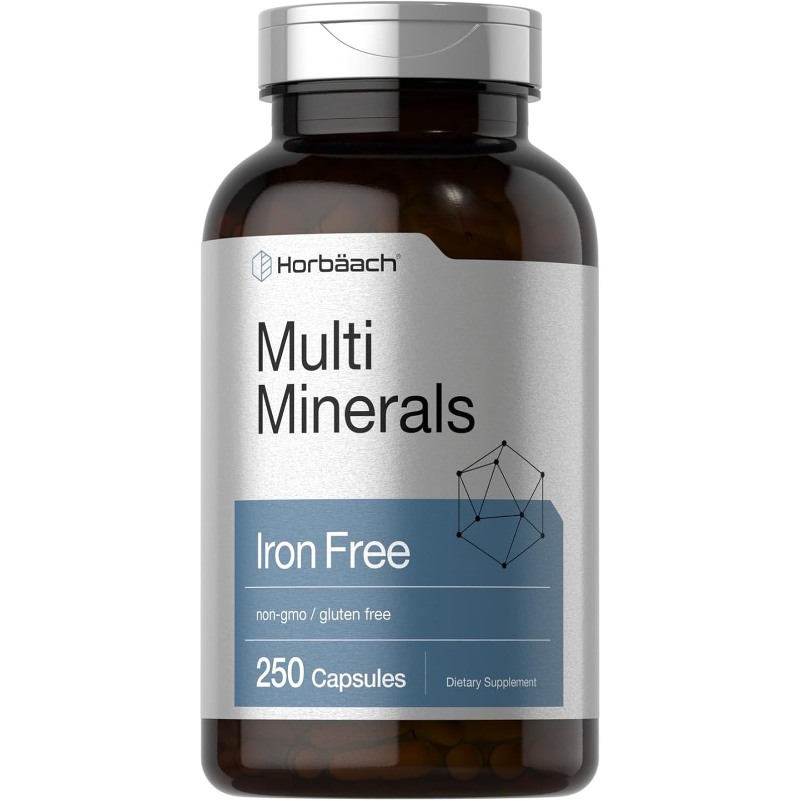 Horbäach Multi Minerals Supplement | 250 Capsules | Iron Free | Daily Mineral Complex for Men and Women | Non-Gmo & Gluten Free
