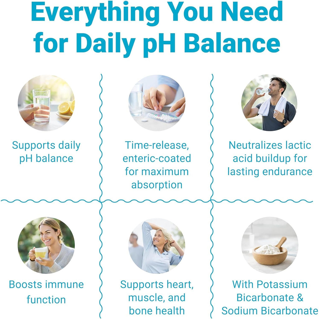 Alkalife Ph Balance Tablets, 1 Pack, Alkaline Mineral Support without the Bottles, Enteric-Coated for Maximum Absorption, Potassium & Sodium Bicarbonate, Immune Support, 90 Tablets (1 Month Supply)