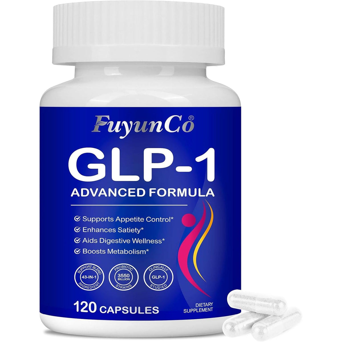 GLP 1 Supplement, 120 Capsules GLP-1 Probiotic for Appetite Regulate & Gut Health, Reduce Hunger & Cravings for Digestive, Promote GLP-1 Production & Support Weight Management, Vegan for Women & Men