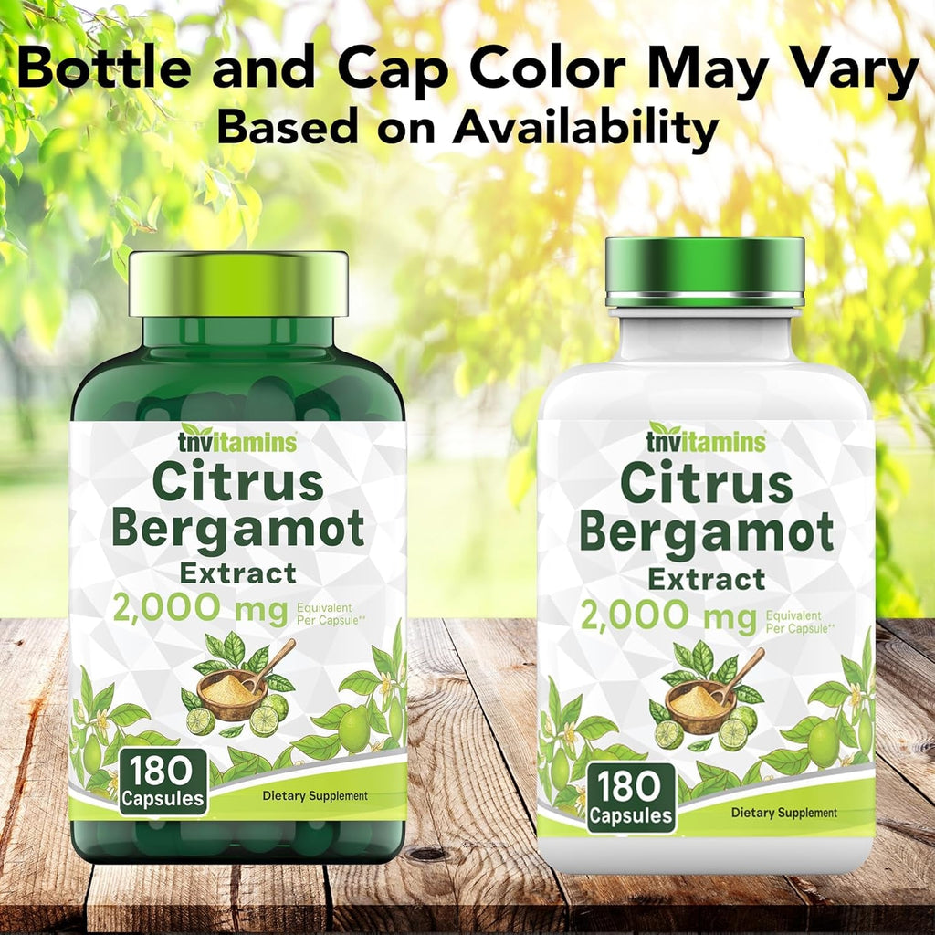 Tnvitamins Citrus Bergamot 2000Mg - 180 Capsules | Ultra Potent Citrus Bergamot Supplement 2000 Mg per 1 Capsule Serving | 6 Month Supply! | Non-Gmo | Made in the USA!