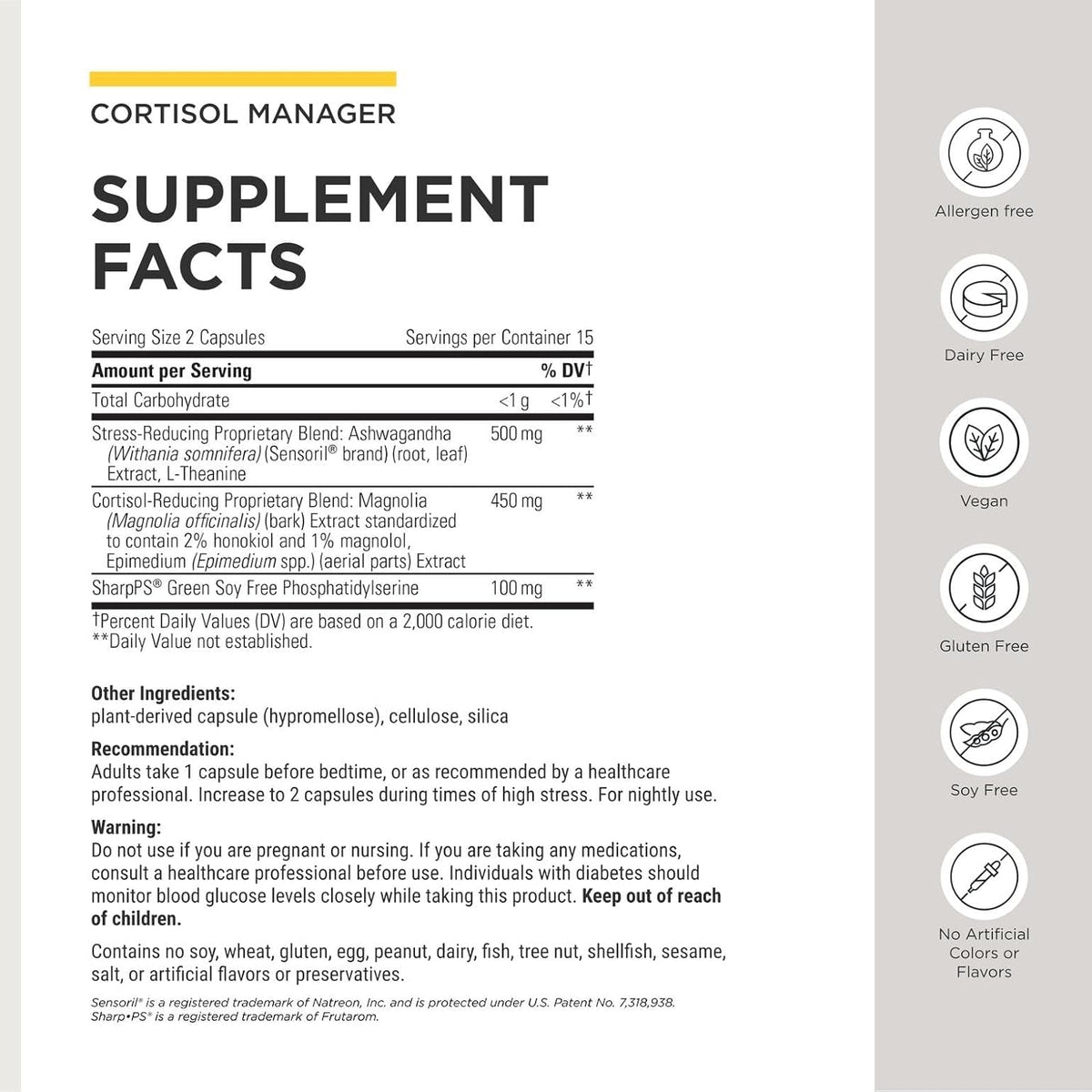 Integrative Therapeutics Cortisol Manager Allergen Free - Adrenal Health Support Supplement for Healthy Stress Response* - Vegan, Non-Dairy & Gluten-Free - 30 Capsules (15 Servings)