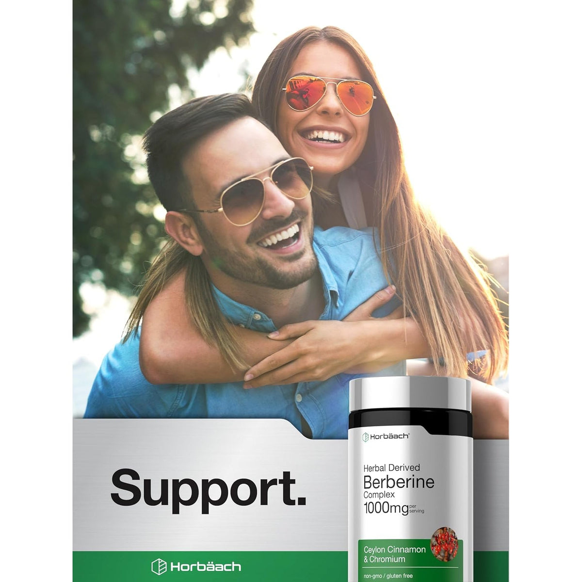 Horbäach Berberine Complex Supplement | 60 Vegan Capsules | with Ceylon Cinnamon & Chromium | Naturally Derived | Non-Gmo, Gluten Free Formula