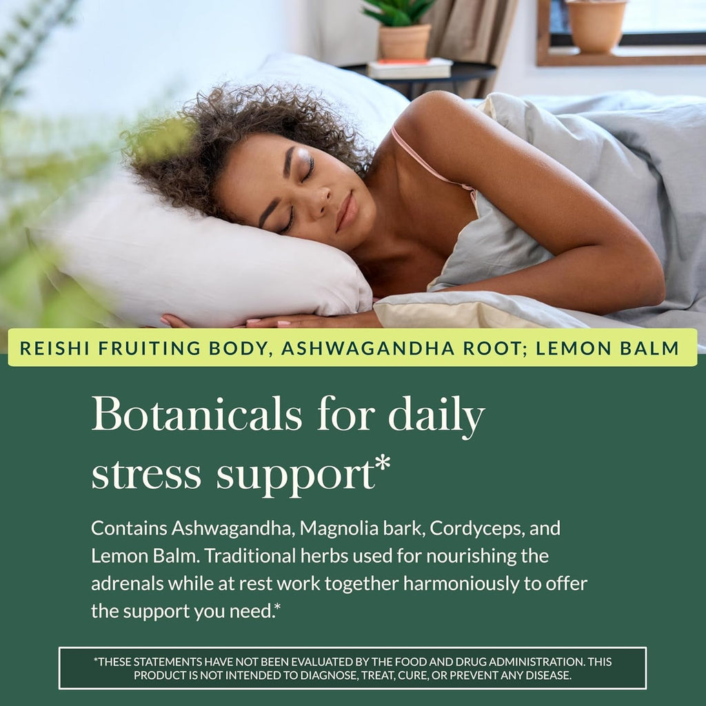 Gaia Herbs Adrenal Health Nightly Restore - Herbal Supplement with Ashwagandha, Magnolia Bark, Cordyceps, Lemon Balm & More* - 120 Vegan Liquid Phyto-Caps (60 Servings)