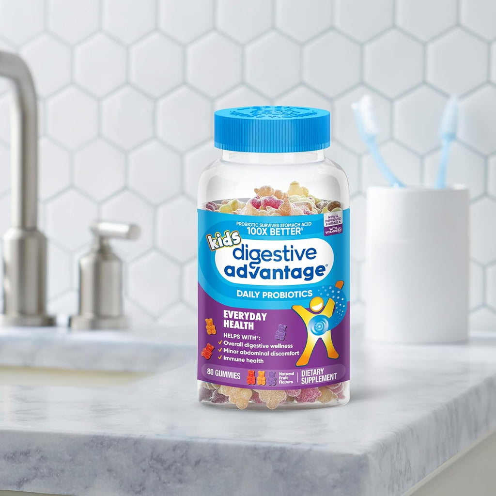 Digestive Advantage Daily Probiotic Gummy for Kids, Multi, Natural Fruit Flavours, 80.0 Count