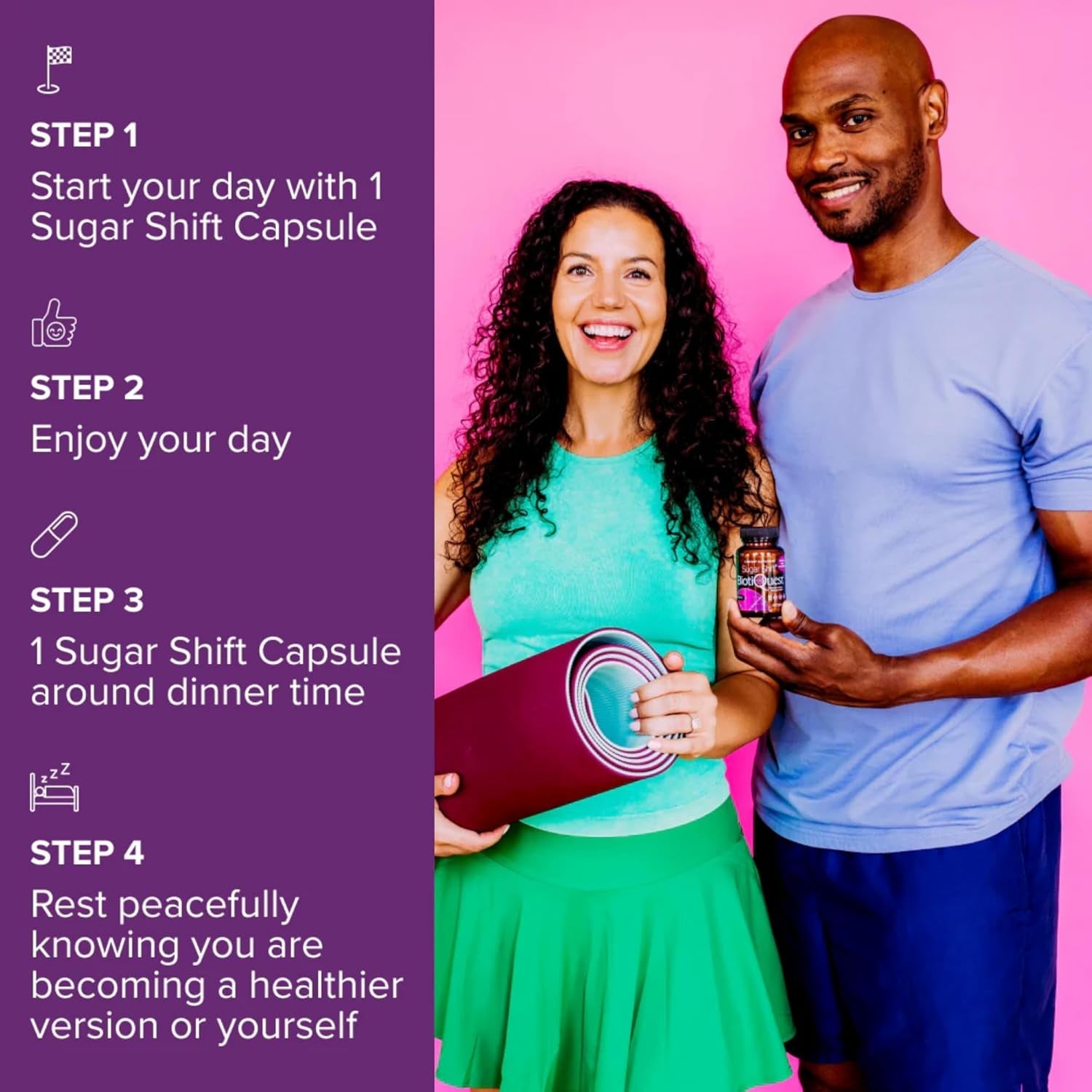 Biotiquest Sugar Shift Probiotic | Helps Decrease Sugar & Carb Cravings and Supports Digestive Balance | 22 Billion CFU | Non-Gmo, Gluten-Free, & Vegan | 60 Servings