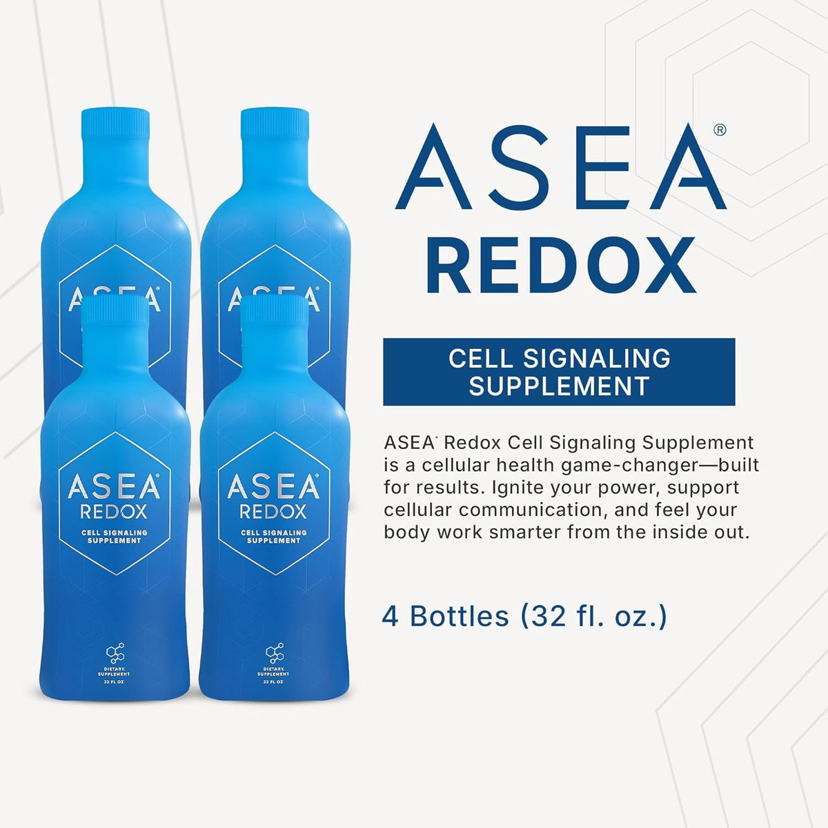 ASEA - Asea Redox - Redox Molecules for Cellular Health & Communication - Supports Immune, Brain, Heart & Hormonal Function - 4Pack