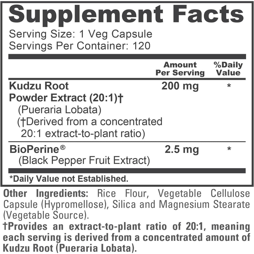 Nusapure Kudzu Root Capsules, 200 Mg, 120 Veg Capsules (Non-Gmo, Vegan)